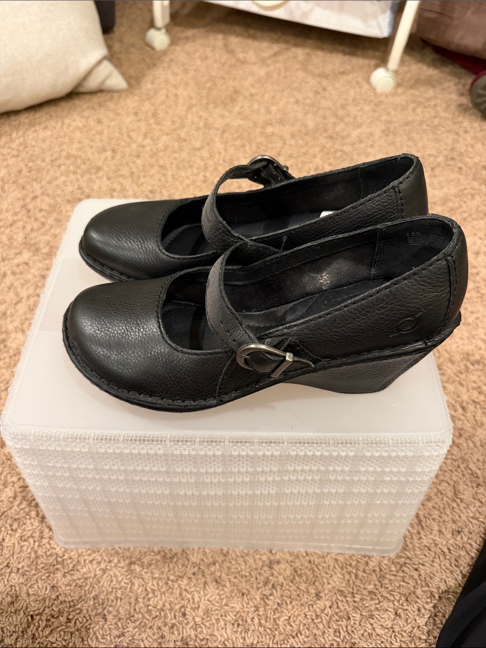Born Black Mary Jane Wedge Heels
